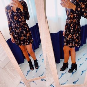 Fall Print 100%Viscose Long sleeve Dress AE